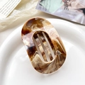 Elegant large marble pattern hair claw clip in amber brown finish for women styling - 10cm Round Clip - Marble Khaki