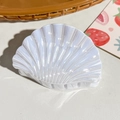 Macro di una molletta a conchiglia con sfumatura perlata e finitura a costine eleganti - Bianco