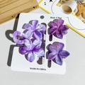 Détail de quatre pinces à cheveux florales en acétate violet sur carte de présentation - Ensemble 3 Pièces Double Fleur--Bleu Violet