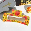 Detail of Halloween pumpkin pattern on square hollow hair claw clip with festive props - 10.5cm Uv Printed Square - Abs Off-white 04-30 / ABS