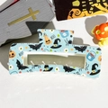Macro detail of 8.5cm square Halloween hair claw clip with colorful festive UV printing - 10.5cm Uv Printed Square - Abs Off-white 04-34 / ABS