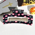 Detail of Halloween hair claw clip with spooky lips pattern and festive props - 10.5cm Uv Printed Square - Abs Off-white 04-39 / ABS