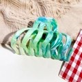Blue and green marble pattern hair claw clip with strong golden metal spring fastener - Emerald Green Marble Texture (M-2519)