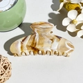Macro detail of the smooth marble texture and polished teeth on the large hair claw clip - Square Head Style (LM-22)
