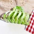 Green marble patterned pumpkin hair claw clip with acetate finish for elegant updos - Cyan Green Marble Texture (M-2521)