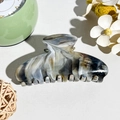 Detailed close-up of marble pattern acetate hair claw clip with golden metal spring - Square Head Style (M-2517)