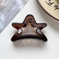 Détail d'une pince à cheveux étoile marron translucide avec ressort métallique apparent - Pince à Cheveux en Forme d'Étoile / Brun Foncé Brillant