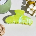 Detailed close-up of marble pattern hair claw clip with acetate finish and wide teeth - Square Head Style (M-2525)