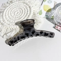 Detail shot of smoke grey leopard print hair claw clip on an aesthetic white background - 12.5cm Hanger Shape-Glossy Grey Leopard