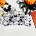 Detail of transparent 8.5cm square hair claw with Halloween ghost and bat prints - Solid Square - Ghost Pumpkin