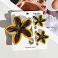 Three-piece floral hair clip set with bright yellow and green edges on dark brown base - Brown Floral Style (162-5) / 3-Piece Set Combination