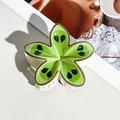 Detail of green kiwi flower hair claw clip with glossy finish on a stylish background - Kiwi Fruit Style (162-3) / 8cm Single Piece