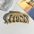 Macro detail of cream-colored large hair claw clip with glossy resin finish and L size mark - Watermelon (10.5cm) / Milk Coffee