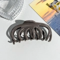 Detail view of the L-sized marking inside the large matte grey hair claw clip - Watermelon (10.5cm) / Brown