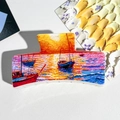 Artistic rectangular hair claw clip with Van Gogh oil painting sunset and sailboat print - Sunset Sailing Style (128-9)