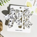 Floral hair clip set with butterfly UV print and sweet lettering on white clips - Black Butterfly Pattern & English Letters (UV Print Frangipani 3-Piece Set, ABS 115-3)