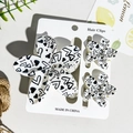 Floral hair clip set with heart pattern prints for beach styling and vacations - Black Heart & Letter Pattern Style (UV Printed Plumeria 3-Piece Set - ABS - 115-4)