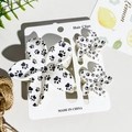 Set of three white floral hair clips with black paw prints and acrylic finish for women - Black Paw Print Style (UV Printed Frangipani 3-Piece Set, ABS, 115-6)