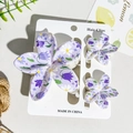 Set of 3 purple lily of the valley and white daisy floral pattern hair claw clips - Purple Lily of the Valley White Daisy Floral Style (UV Printed Frangipani 3-Piece Set - ABS - 116-4)