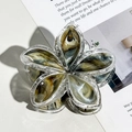Dettaglio molletta per capelli a fiore effetto marmo con bordo in metallo argento - Caffè Nero