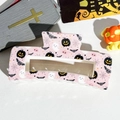 Pink Halloween claw clip with pumpkin and ghost prints for festive hair styling - 10.5cm Uv Printed Square - Abs Off-white 04-37 / ABS