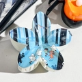 Halloween floral hair claw clip featuring ghost and tree prints with blue stripes - 8cm Uv Printed Frangipani Flower - Abs Beige 02-13 / ABS