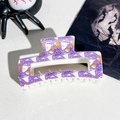 Pinza per capelli Halloween viola con motivi a cartoni di fantasmi e caramelle - Quadrato Stampato Uv Da 85 Cm - Abs Color Bianco Sporco 004-16 / ABS