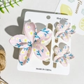 Pink floral hair clip set with printed UV patterns for beach vacations and styling - Light Pink Blue Leaves Floral Style (UV Printed Frangipani 3-Piece Set - ABS - 118-5)