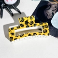 Halloween rectangular hair claw clip with orange jack-o'-lantern and spider web patterns - 8.5cm Uv Printed Square - Abs Off-white 004-36 / ABS
