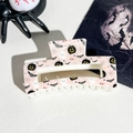 Pink Halloween square hair claw clip with ghost and pumpkin prints for women - 8.5cm Uv Printed Square - Abs Off-white 004-37 / ABS