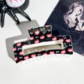 Halloween square hair claw with red vampire lips print and Trick or Treat text - 8.5cm Uv Printed Square - Abs Off-white 004-39 / ABS