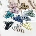 Detailed top view of 10-piece matte Morandi hair claw clips set in various colors - Matte Fan-shaped