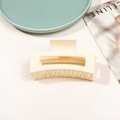 Minimalistische quadratische Haarklammer in Mattcreme für elegante Frisuren - Matt Milchgelb