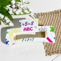 Pince à cheveux carrée en acrylique blanc avec motifs gribouillis et formules - Thème Graffiti Scolaire (10.5 Impression UV Carré - ABS Blanc Cassé 157-4)