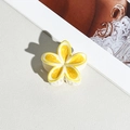 Cute yellow and white frangipani flower hair claw clip with a glossy finish for women - Lemon Style (162-4) / 4cm Single Piece
