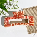 Pince à cheveux carrée blanche avec motifs de chiffres rouges vintage sur plastique brillant - Chiffres Vintage Blancs (10.5 Impression UV Carré - ABS Blanc Cassé 157-6)