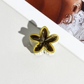Small yellow frangipani flower hair claw clip with dark center and white grip - Brown Floral Style (162-5) / 4cm Single Piece