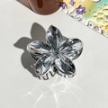 Pinza per capelli a fiore di frangipane in metallo argento lucido con finitura a specchio - 8cm Clip Frangipani / Argento