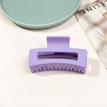 Pince à cheveux carrée violette mate de 8,5 cm avec design rectangulaire creux - Lavande Mat