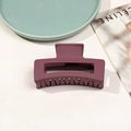 Pince à cheveux rectangulaire violet foncé mat de 8,5 cm avec finition givrée - Violet Pâte de Haricot Mat
