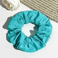 Detail of teal ribbed fabric scrunchie texture for elegant French style hairstyles - Peacock Blue