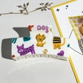 Détail de pince à cheveux rectangulaire blanche avec motifs colorés de chiens et pattes - Style 2 Carré Plein Imprimé 8,5cm