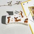 Détail des motifs teckel et texte I love pets sur une pince à cheveux blanche - Style 3 Carré Plein Imprimé 8,5cm