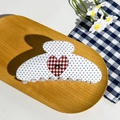 Detailed view of hair claw with black polka dots, red heart pattern, and bow detail - Square Tip Sprinkled Heart (10.5cm)