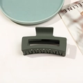 Pince à cheveux rectangulaire évidée vert foncé mat de 8,5 cm au fini givré - Matte Forest Green