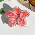 Detail der Haarklammer in Blumenform mit orangefarbenem Marmormuster und Glitzer - Orangerot (LM-05橘红)
