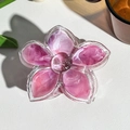 Detail of pink marble textured flower hair claw clip with glitter center on white leather - Pink Purple (LM-12)