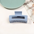 Pince à cheveux carrée bleu mat pour femme, accessoire dépoli de 8,5 cm de long - Bleu Brume Mat