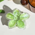 Detail shot of green marble pattern flower hair claw clip with silver glitter center - Turquoise (LM-15)