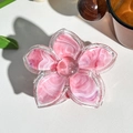 Detailed top view of a pink marble pattern flower hair claw with silver glitter center - Deep Pink (LM-23)